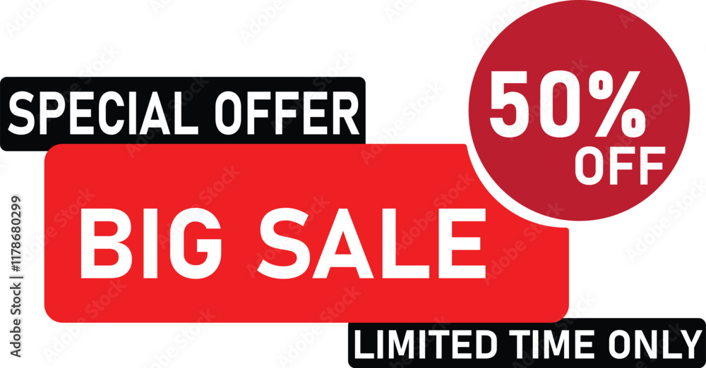 Big Sale, Super Sale, Mega Sale, Special Offer, Discount Tag, Black Friday, Best Sale And Offer Tag Vector Illustration Big Sale, Super Sale, Mega Sale, Special Offer, Discount Tag, Black Friday, Best Sale And Offer Tag Vector Illustration