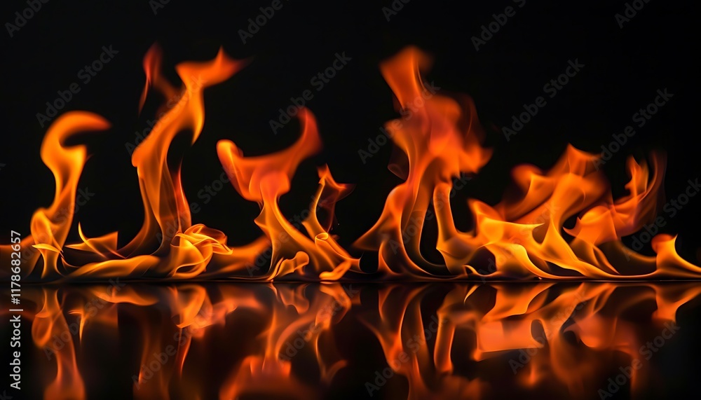Captivating flames of fire on a black background, ideal for creating vibrant and dynamic wallpapers. Captivating flames of fire on a black background, ideal for creating vibrant and dynamic wallpapers.