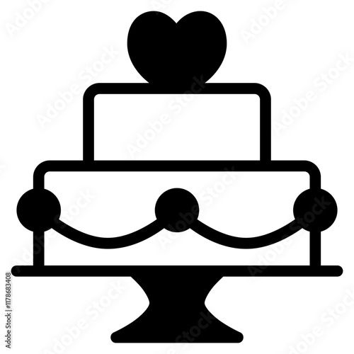 wedding cake icon with mixed style. Suitable for website design, logo, app, UI and etc. Based on the size of the icon in general, so it can be reduced.