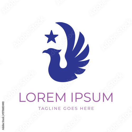 Luxury Star Eagle Hawk Falcon Phoenix Wings Bird Logo Design