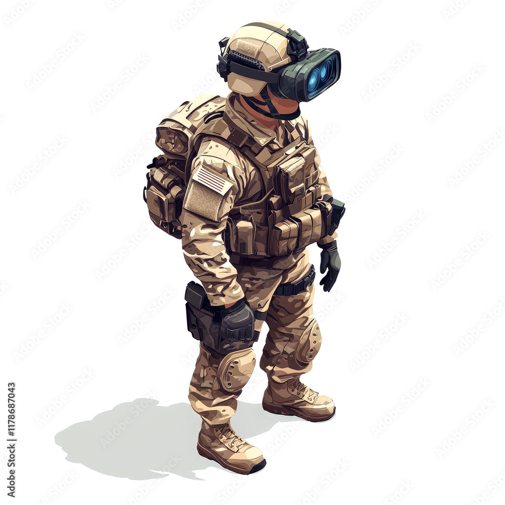 Future Warfare: Soldier in Virtual Reality Combat Training Simulation. High-tech military gear and advanced technology for modern army operations and tactical strategies. Future Warfare: Soldier in Virtual Reality Combat Training Simulation. High-tech military gear and advanced technology for modern army operations and tactical strategies.