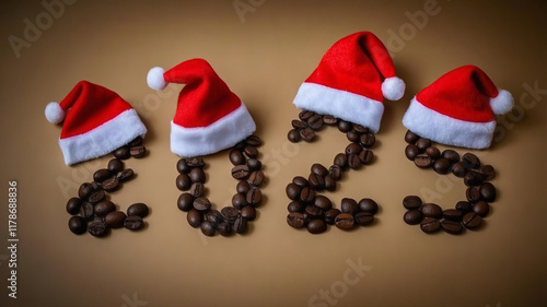 coffee beans with santa hats on them
