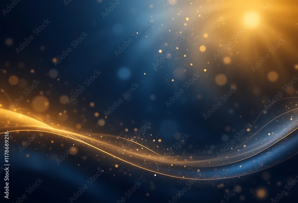 Naklejka premium Abstract Blue and Gold Wave Background Design