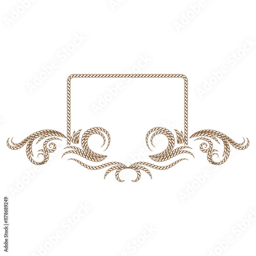 Vintage Retro Golden Rope Ribbon Frame Border Design