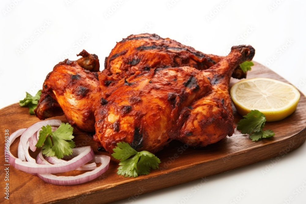 Tandoori chicken indian food cilantro poultry animal.
