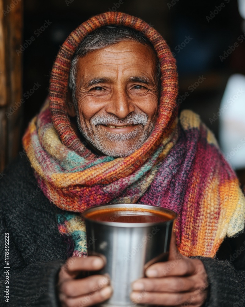Warm-hearted Elderly Serving Traditional Winter Drinks in Cozy Community Setting Warm-hearted Elderly Serving Traditional Winter Drinks in Cozy Community Setting