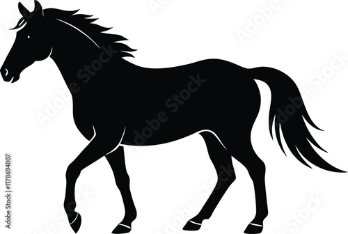 horse silhouette vector, running horse vector illustration