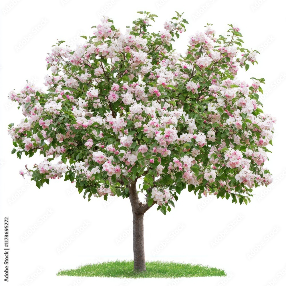 Fototapeta premium Real blooming apple tree flowers plant blossoming.