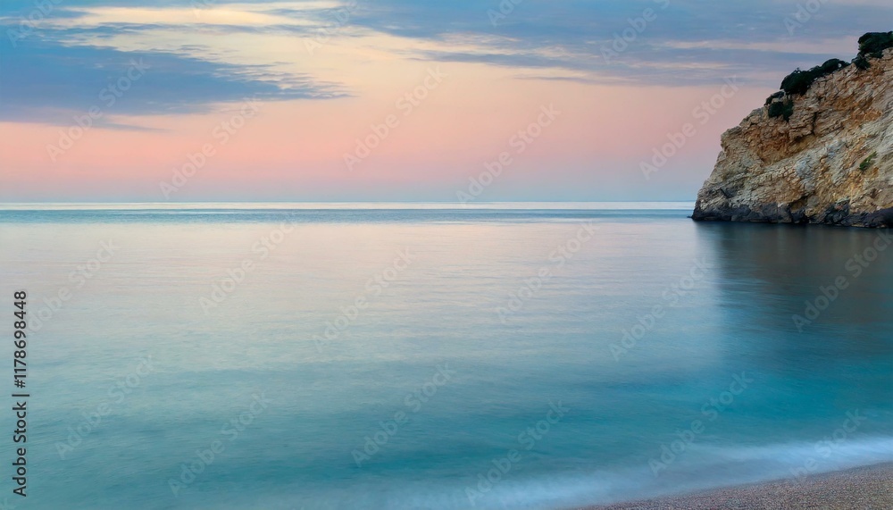 Obraz premium Serene Ocean Sunset with Soft Pastel Colors