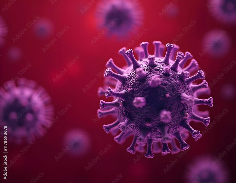 Fototapeta premium New coronavirus in China Human Metapneumovirus HMPV virus, 3D virus render on background. 3d Virus and germs