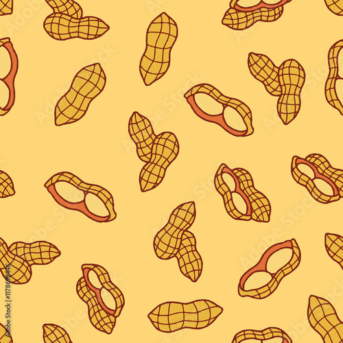 Bunch of Peanut Vector Seamless Pattern illustration Design