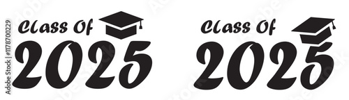 Class of 2025 set icon, vector illustration