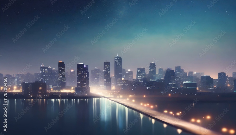 Blurred Night City Lightscape with Minimalist Aesthetic Blurred Night City Lightscape with Minimalist Aesthetic