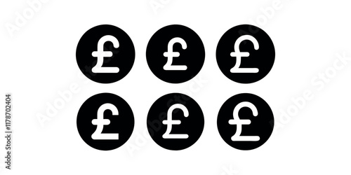 Pound coin silhouette icons set, logo, pound sterling icon vector illustration design, for business and finance symbol.