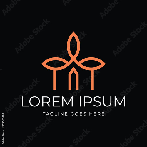 Simple Minimalist Home Tree Leaf for Nature Herbal Product Icon Symbol Monogram Line Logo Design