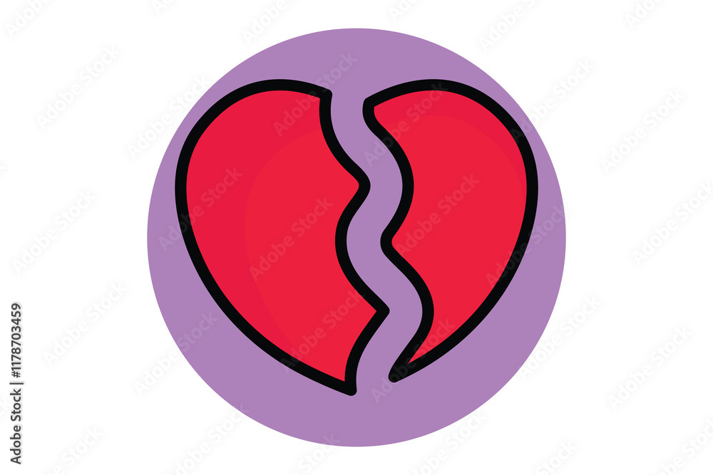 Broken heart icon. colored outline icon style. icon related to valentine. valentine day elements vector illustration Broken heart icon. colored outline icon style. icon related to valentine. valentine day elements vector illustration