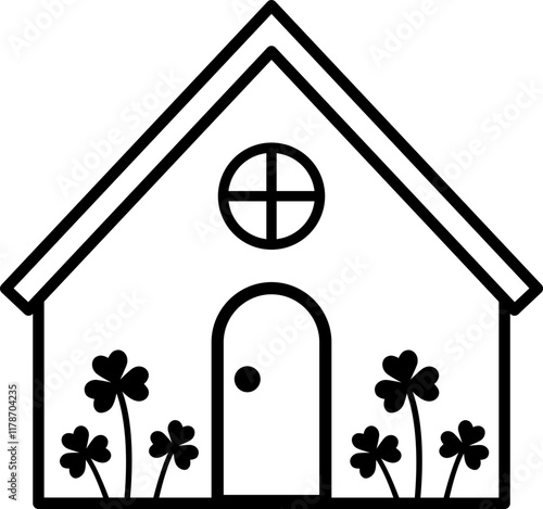 Isolated st patrick day house icon outline.
Thick line St. Patrick's Day house icon decorated with shamrock.
Saint Patrick's Day element.
Good for greeting card,poster, banner, leaflet .