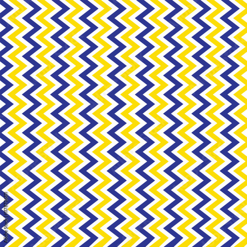 simple abstract blue colour and yellow colour vertical zig zac line pattern photo