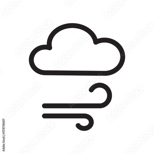 Cloud with wind gusts in minimalist design.