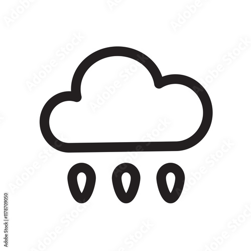 Cloud with raindrops in minimalist design.