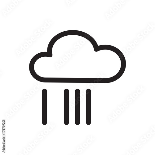 Cloud with raindrops in minimalist design.