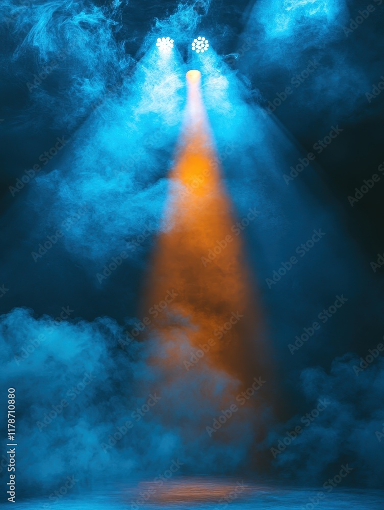 Fototapeta premium Dynamic stage lighting effects concert venue photography atmosphere centered perspective visual concept
