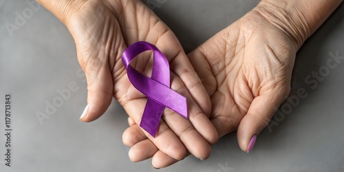 World cancer day inscription. healthcare and medicine concept, ribbon on hand. February 4th.