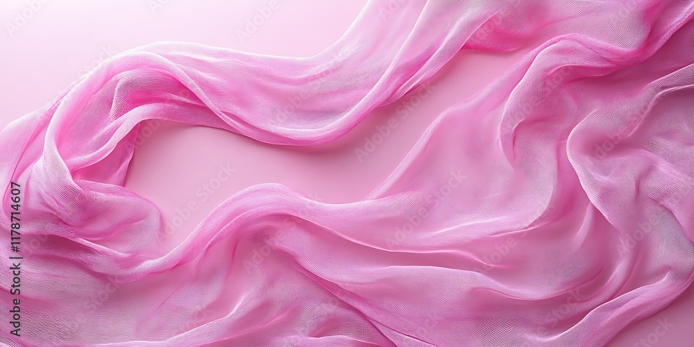 Pink fabric waves on pink background, elegant texture, design element. Pink fabric waves on pink background, elegant texture, design element.
