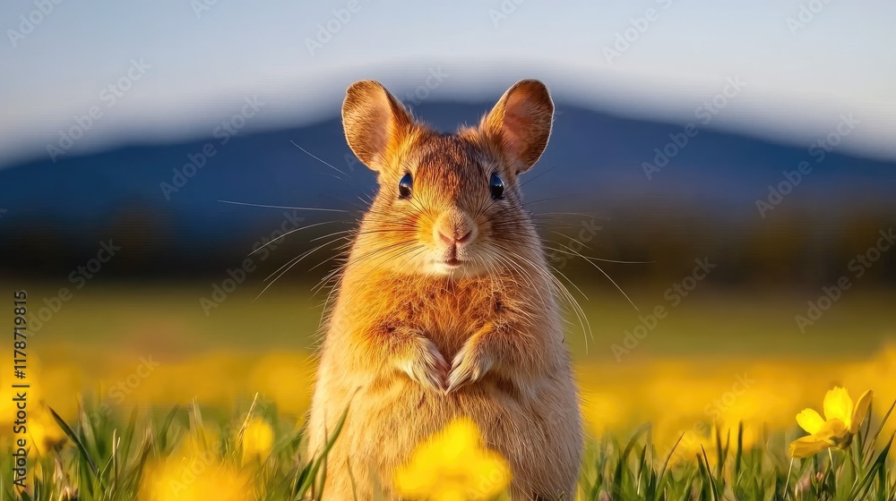 Cute rabbit in a flower field nature scene springtime outdoors close-up wildlife photography Cute rabbit in a flower field nature scene springtime outdoors close-up wildlife photography