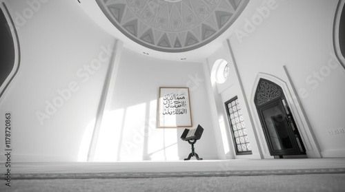  Add subtle decorative items such as Arabic calligraphy wall art, a prayer corner with a wooden Quran stand,
