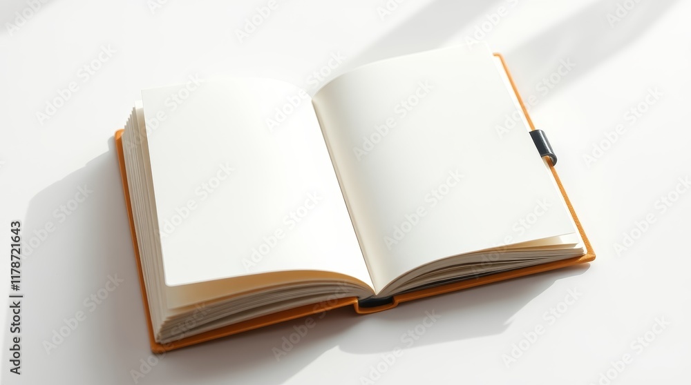 Fototapeta premium Open blank notebook on white background