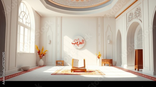  Add subtle decorative items such as Arabic calligraphy wall art, a prayer corner with a wooden Quran stand,