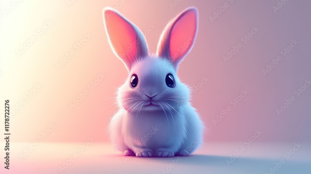 Obraz premium Cute white bunny rabbit sitting.