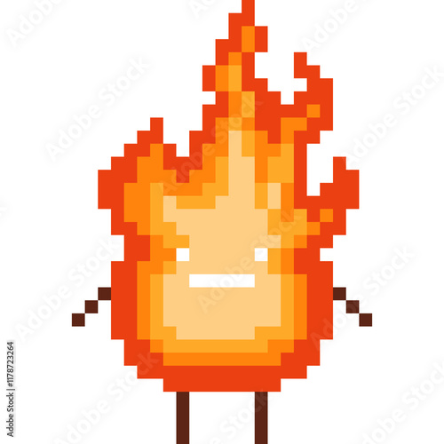Big flame man cartoon pixel character