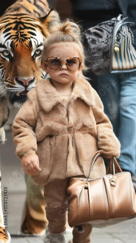 Stylish Toddler with Tiger