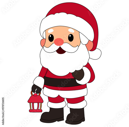 Cartoon Santa Claus Holding Lamp Vector Illustration photo