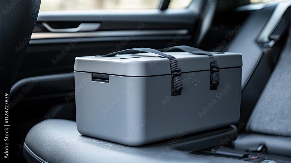 A lightweight car organizer box with handles for easy portability A lightweight car organizer box with handles for easy portability