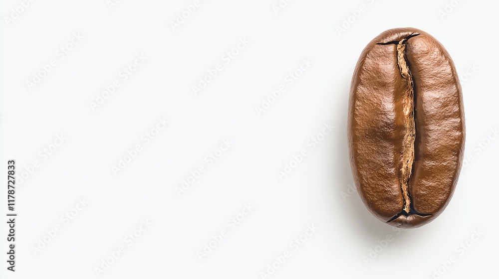 A single coffee bean rests on a clean, white background, showcasing its rich brown color and natural texture. A single coffee bean rests on a clean, white background, showcasing its rich brown color and natural texture.