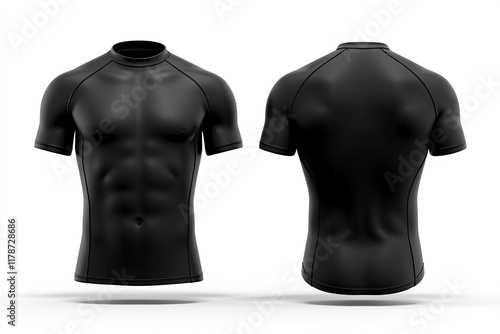 blank black rash guard mockup front and back vie generative ai photo