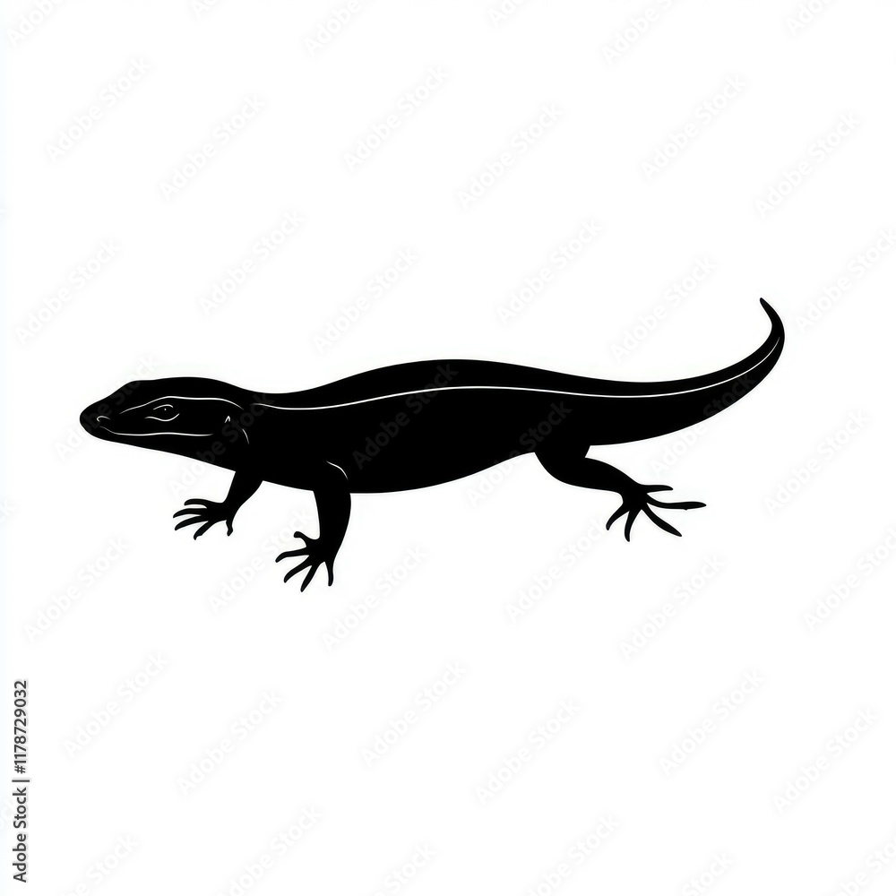 Black Lizard Silhouette: A Striking Vector Graphic Black Lizard Silhouette: A Striking Vector Graphic