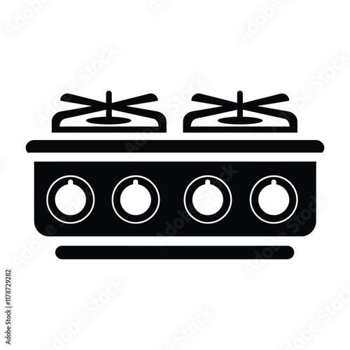 Minimal gas stove vector symbol clipart silhouette