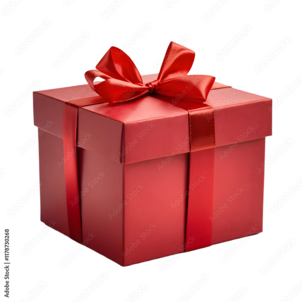 Gift box with red ribbon on transparent background Gift box with red ribbon on transparent background