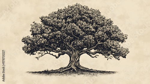 Engraved oak tree artwork with rich natural textures