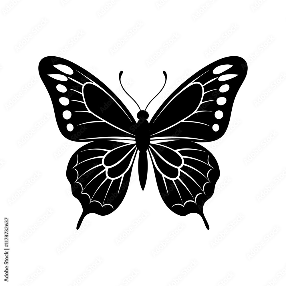 Butterfly silhouette illustration black and white Butterfly silhouette illustration black and white