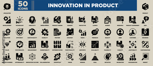 Innovation In Product Icon Set Glyph
