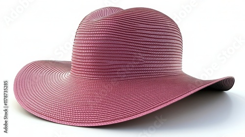 Pink sun hat isolated on white background.