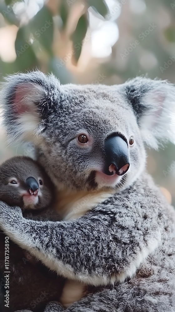 Obraz premium Koala duo showcasing affection in the wild