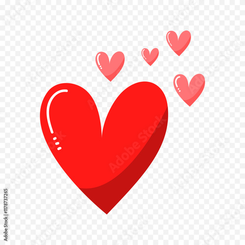 Doodle hand drawn heart drawing on white background