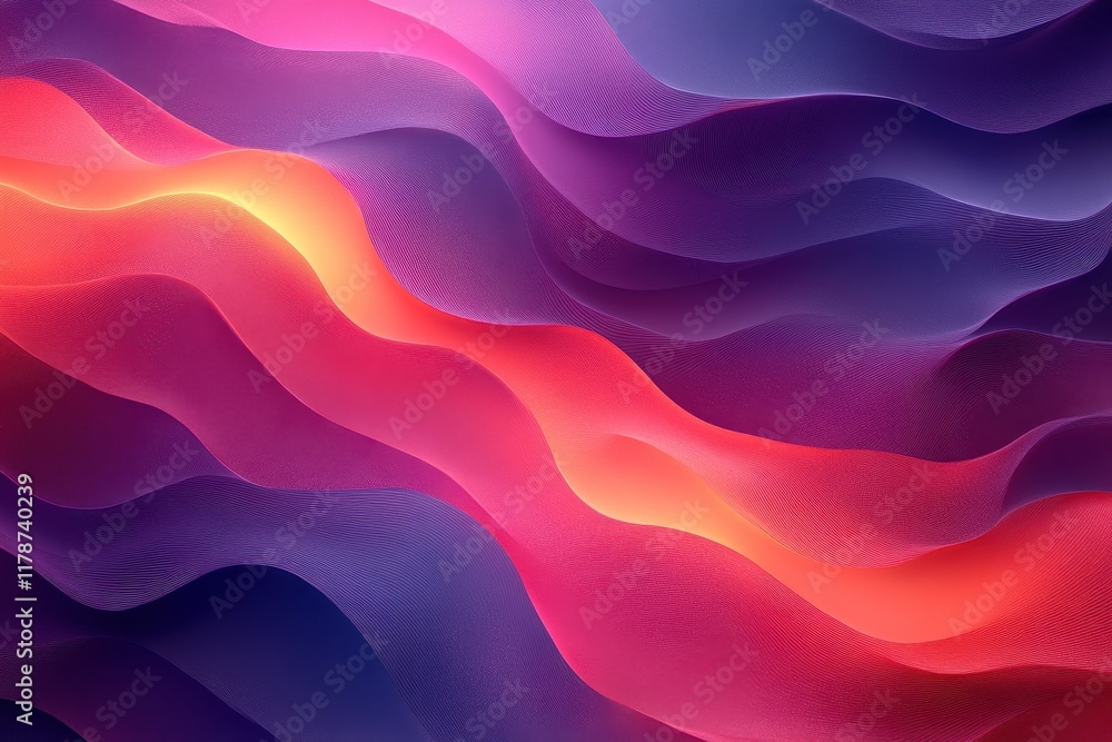 Fototapeta premium Soft gradients with smooth 3D transitions, blending depth and curvature into vibrant, glowing visuals