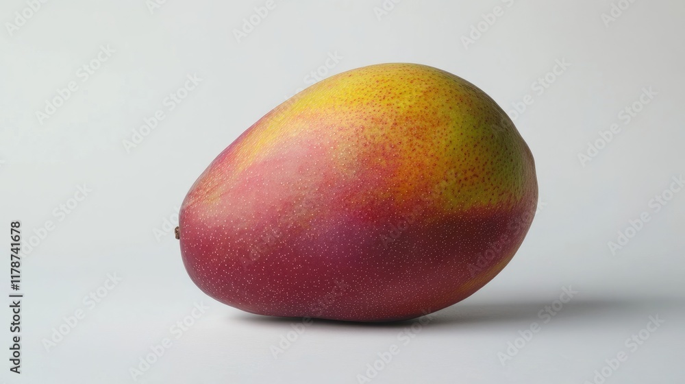 Ripened mango on white background showcasing vibrant colors and tropical allure for culinary or seasonal projects Ripened mango on white background showcasing vibrant colors and tropical allure for culinary or seasonal projects